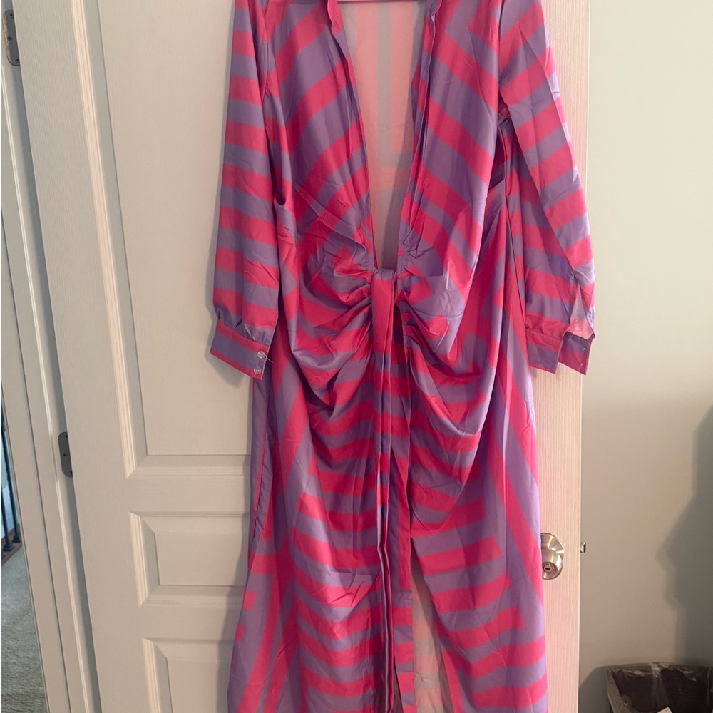 Pink and Purple Striped Maxi Dress